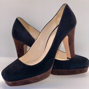 PRADA BLACK & BROWN SUEDE PUMP